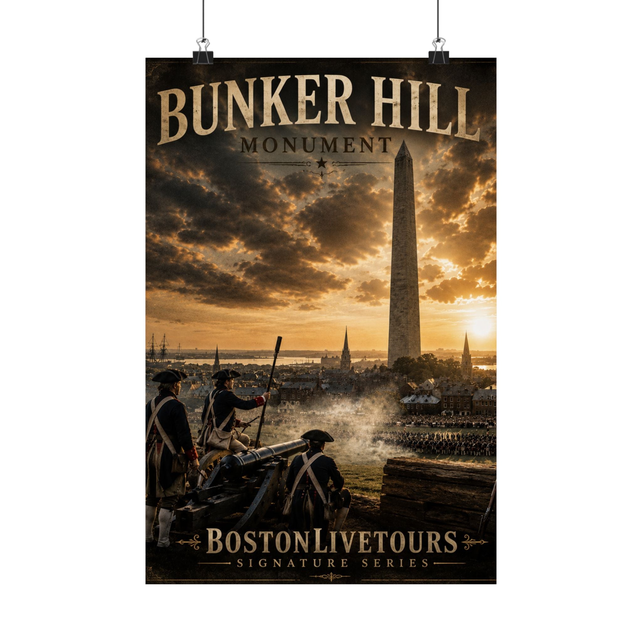 Boston, MA Bunker Hill Monument – 12×18 Matte Poster – Historic Wall Art