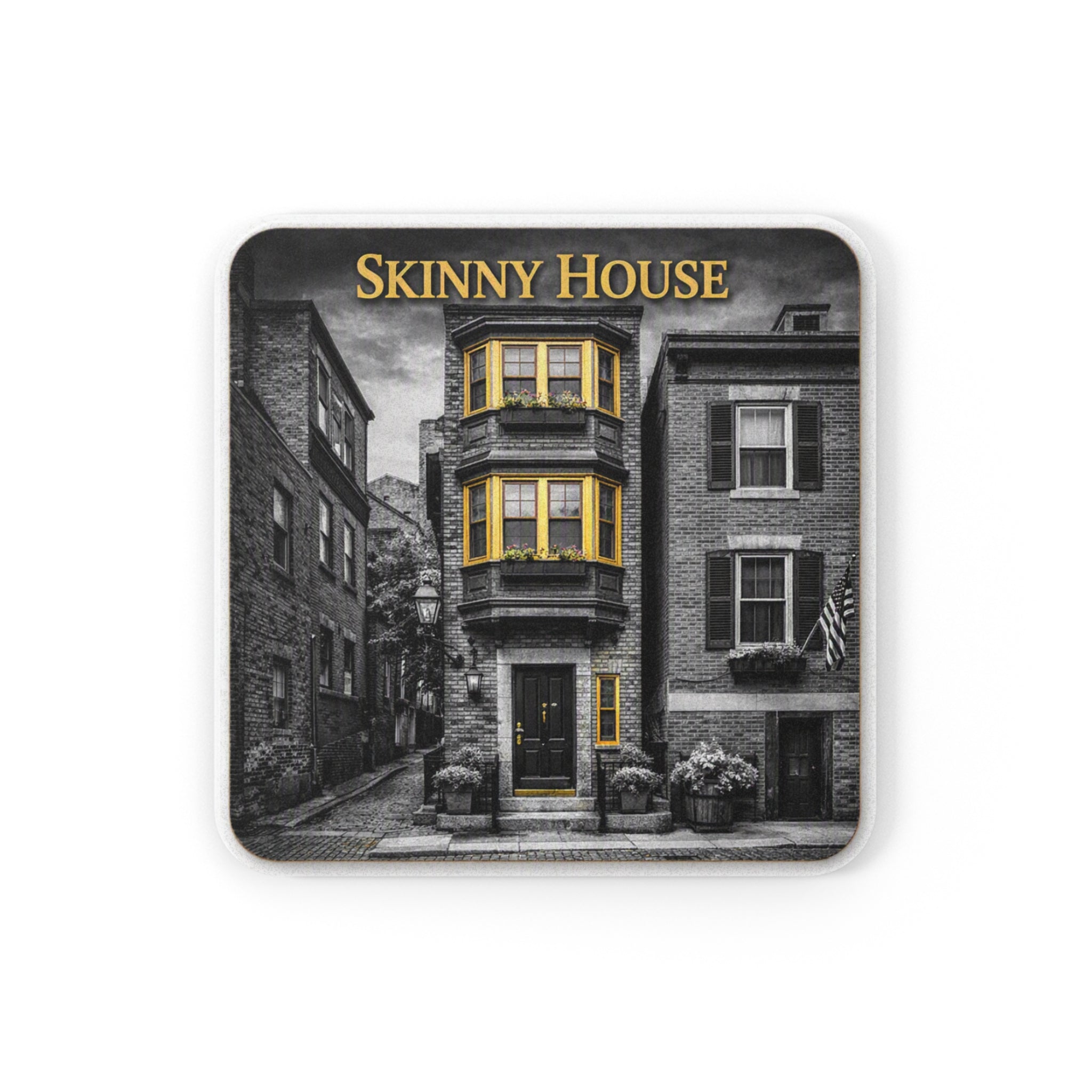 Skinny House Cork-Back Coaster — Vintage Drink Coaster