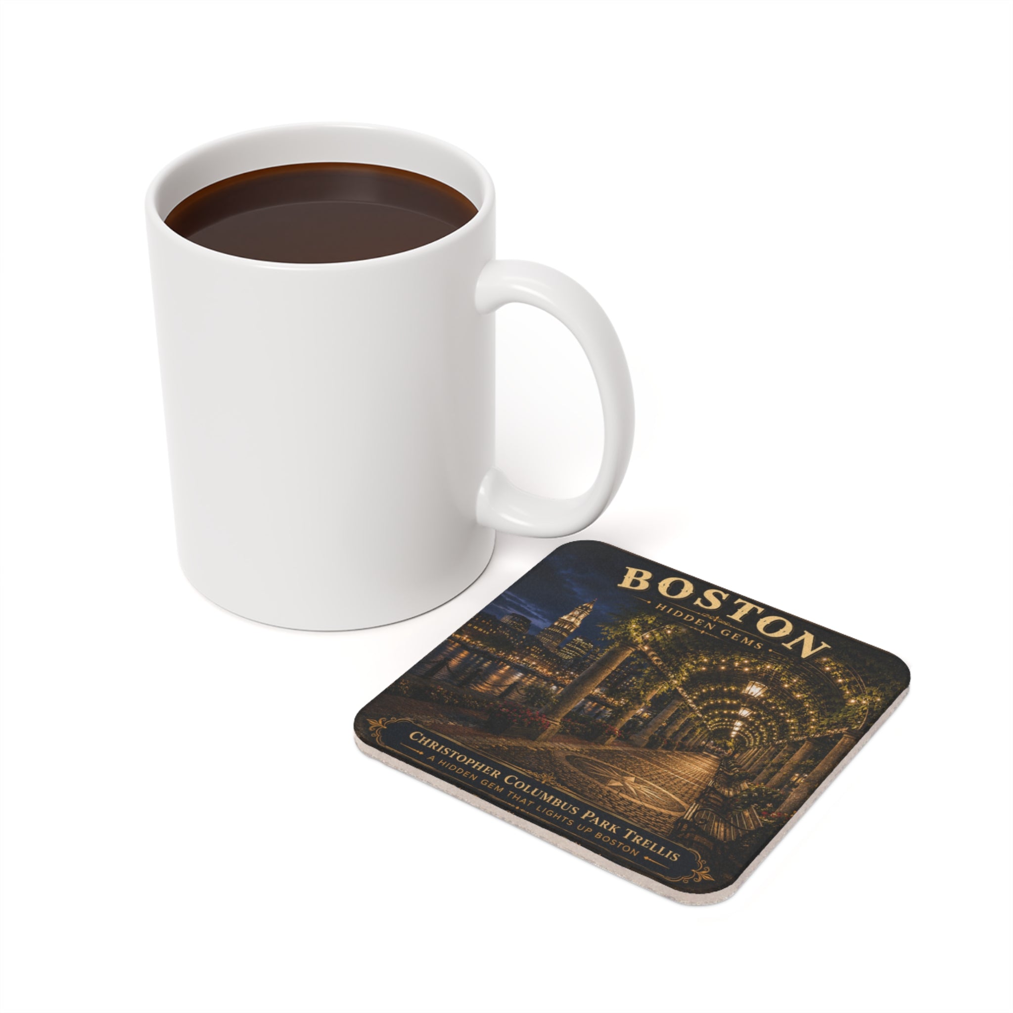 Christopher Columbus Park- Cork-Back Coaster — Vintage Drink Coaster