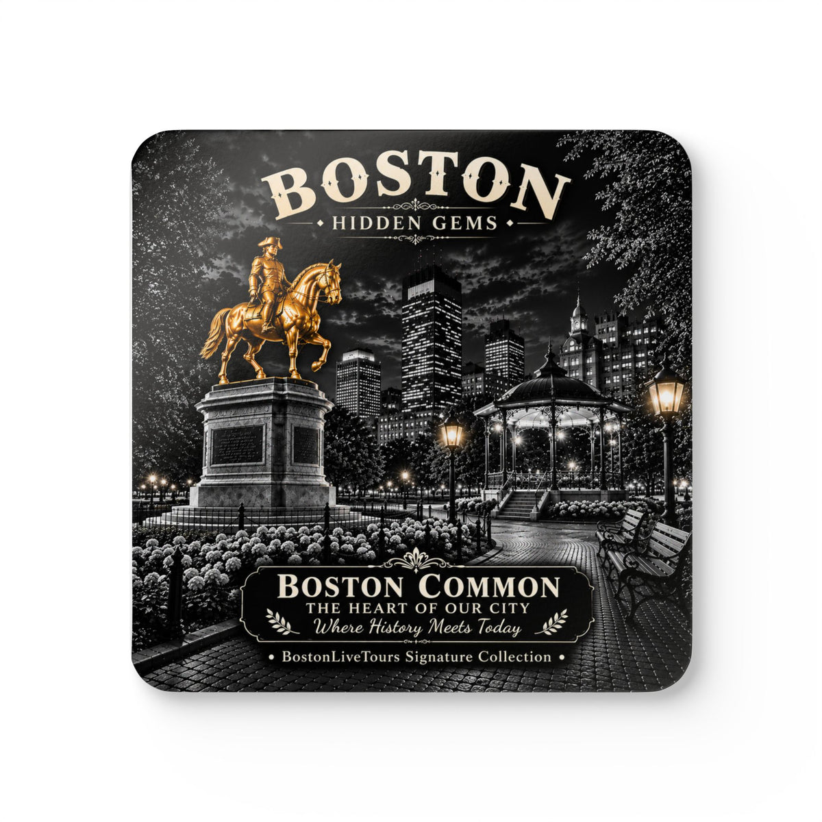 Boston Common Cork-Back Coaster — Vintage  Design
