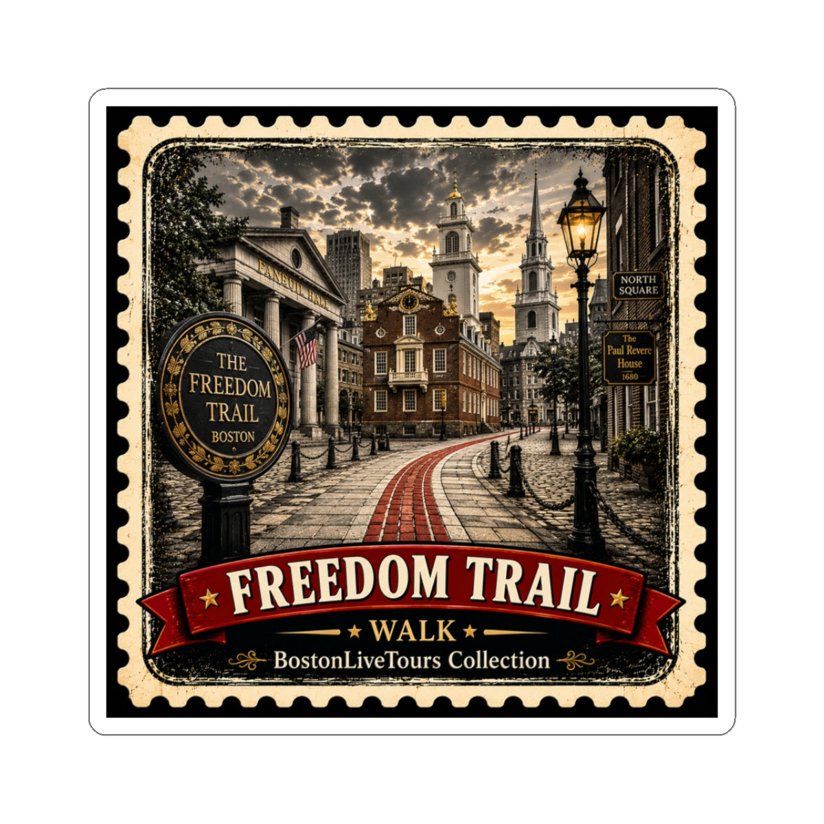 Freedom Trail Sticker — Vintage Boston Landmark Kiss-Cut Sticker