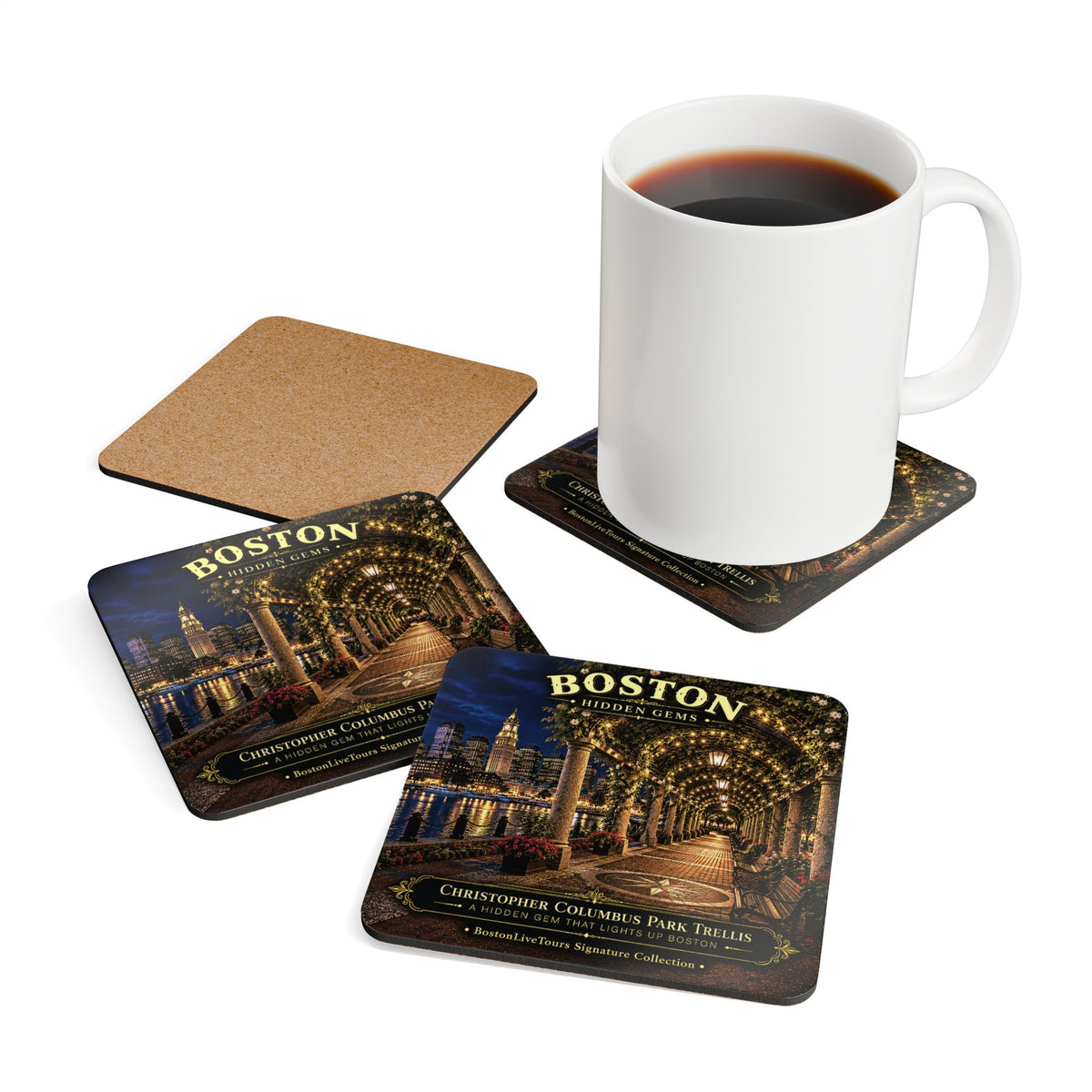 Christopher Columbus Park- Cork-Back Coaster — Vintage Drink Coaster