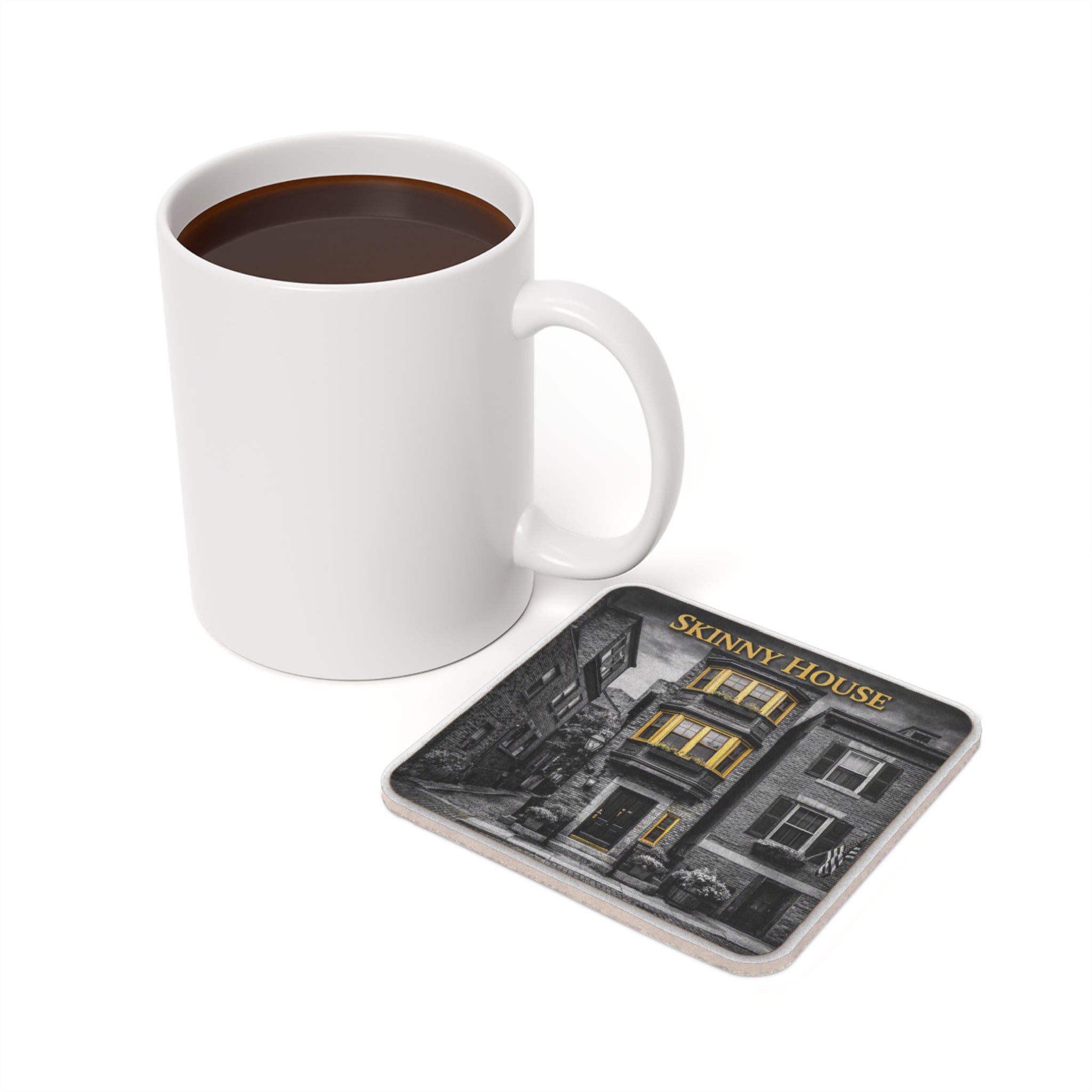 Skinny House Cork-Back Coaster — Vintage Drink Coaster