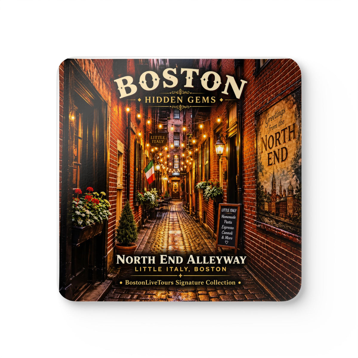 North End Alley Cork-Back Coaster — Vintage  Design