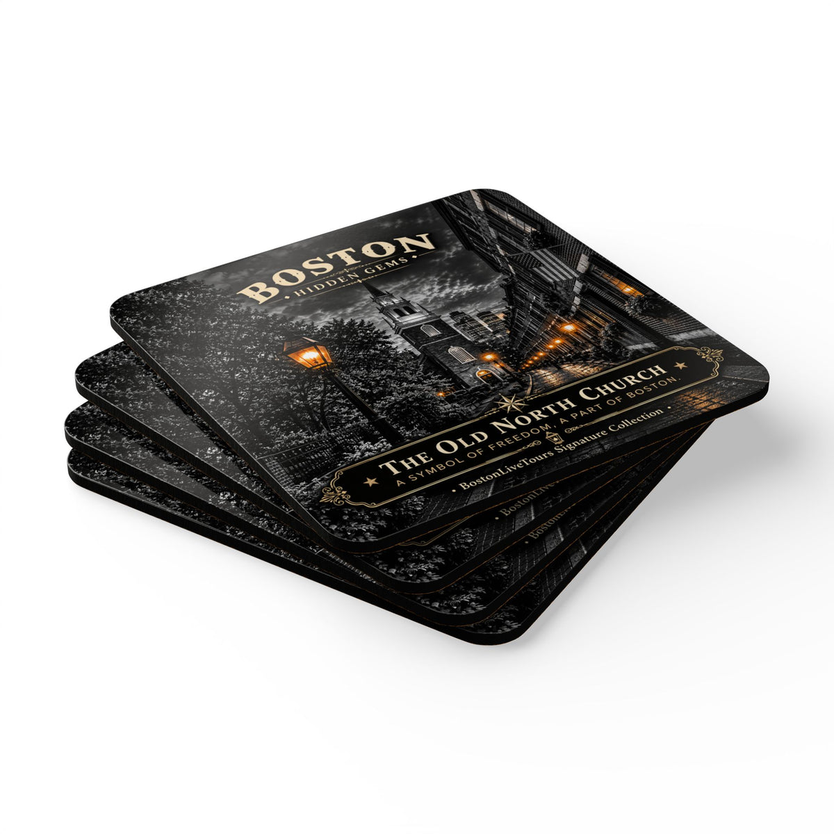 Old North Church Cork-Back Coaster — Vintage  Design