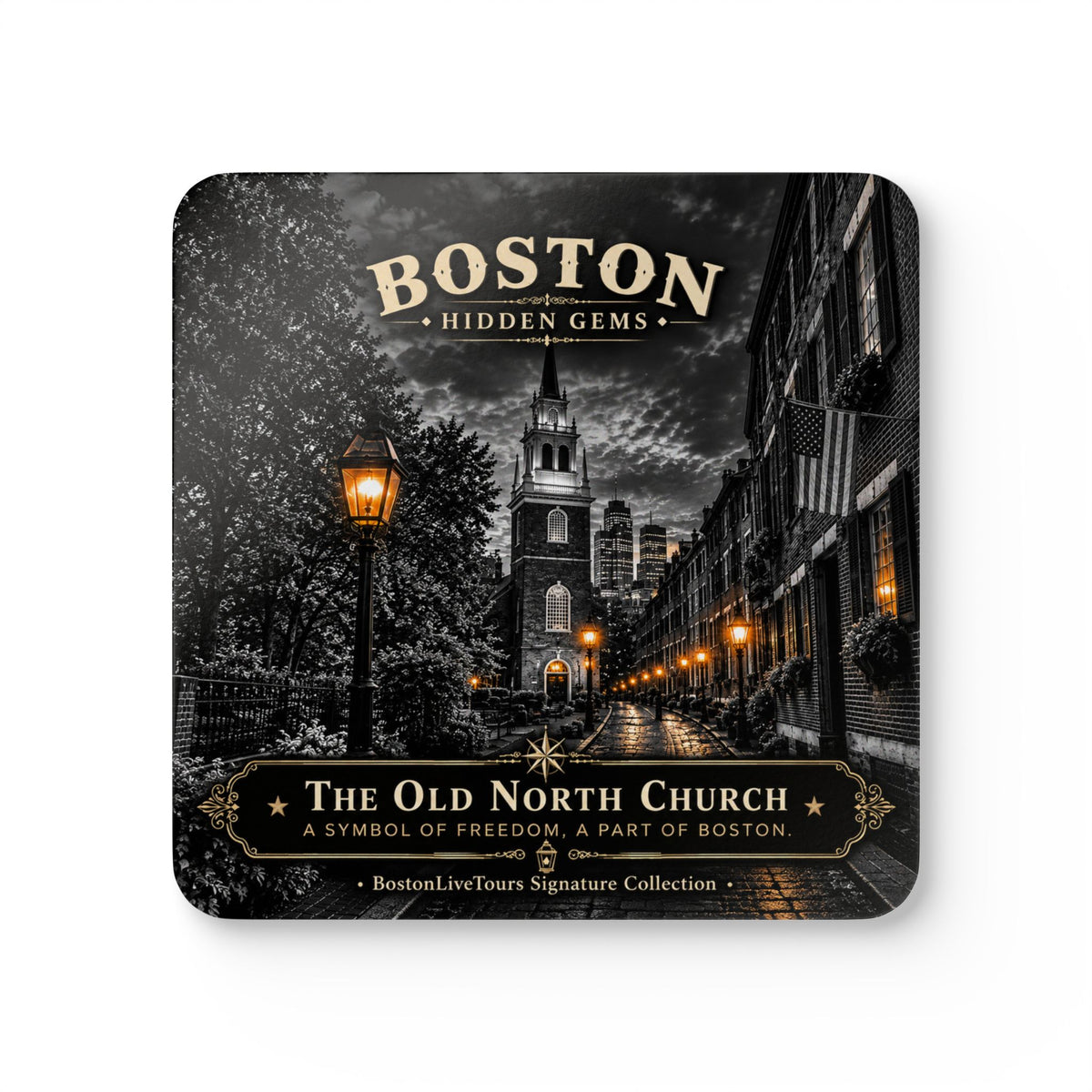 Old North Church Cork-Back Coaster — Vintage  Design