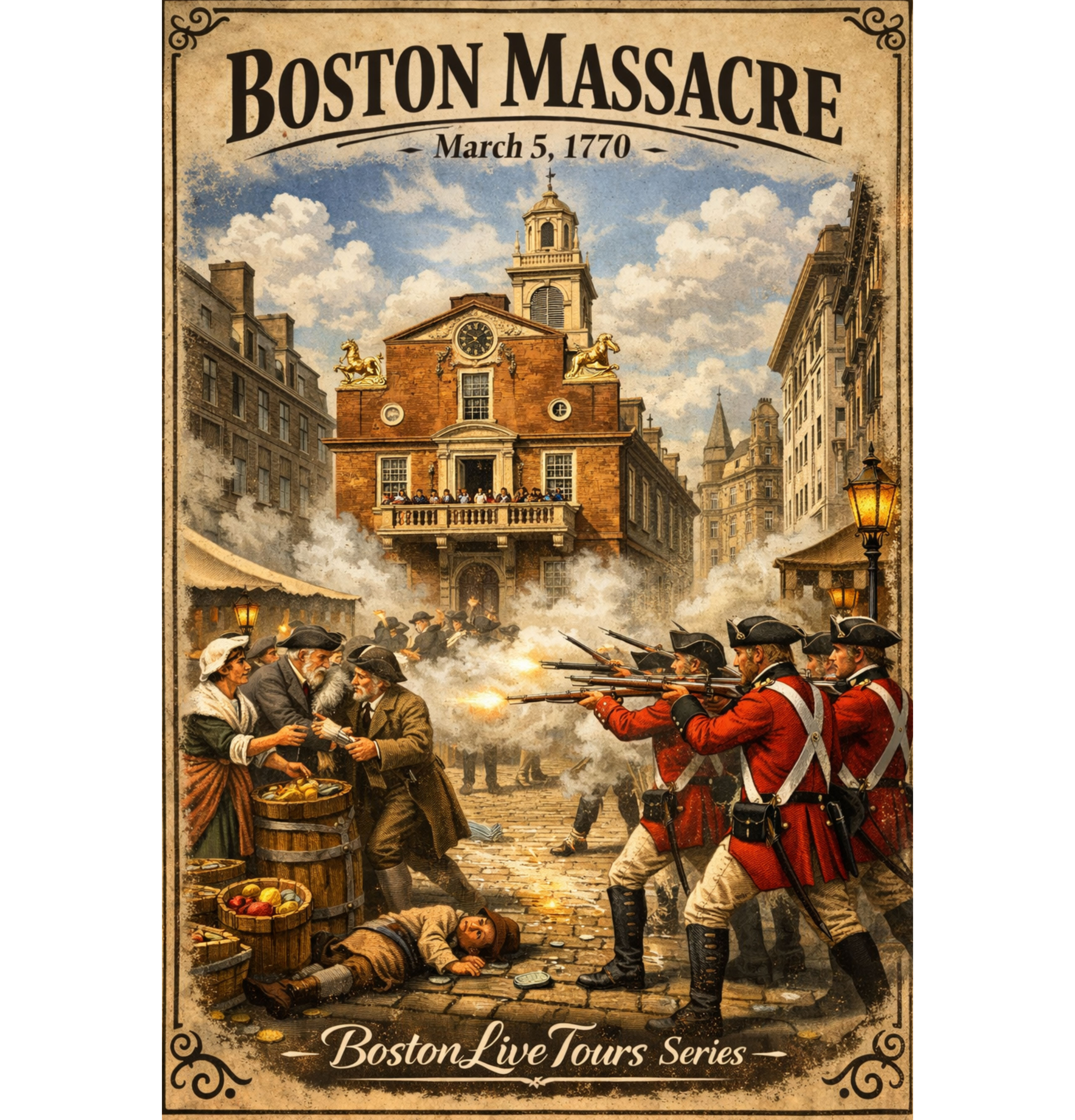 Vintage 'Boston Massacre' Matte Vertical Poster — Historical Wall Art Print