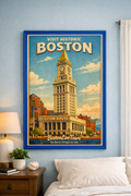Boston, MA Financial District Custom House– 12×18 Matte Poster – Historic Wall Art”