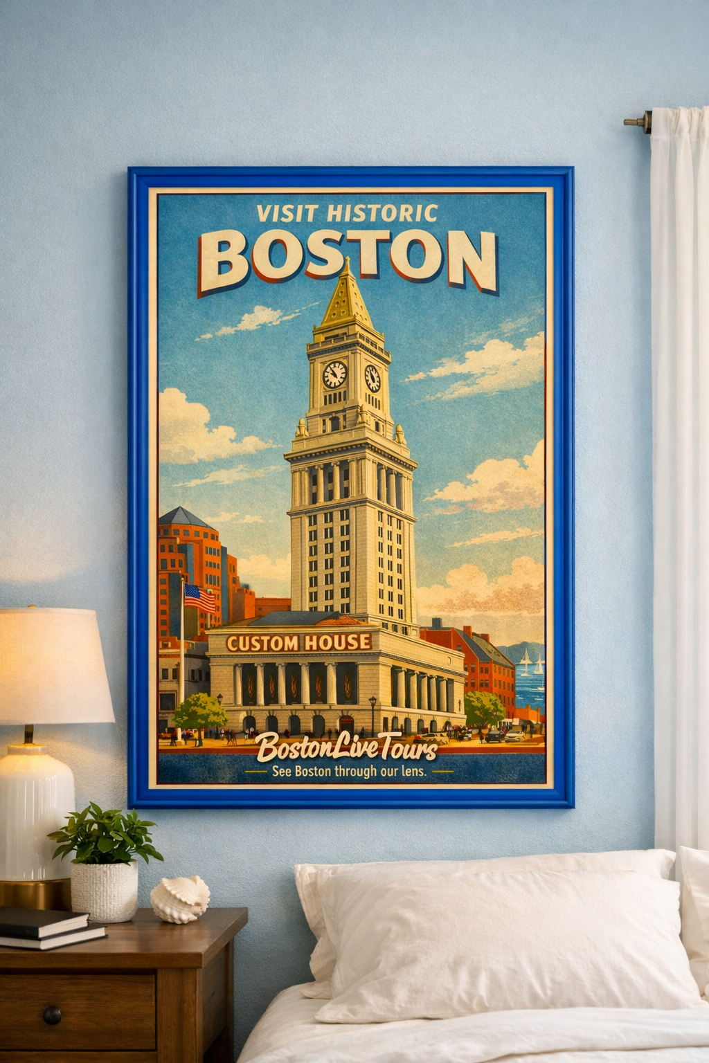 Boston, MA Financial District Custom House– 12×18 Matte Poster – Historic Wall Art”