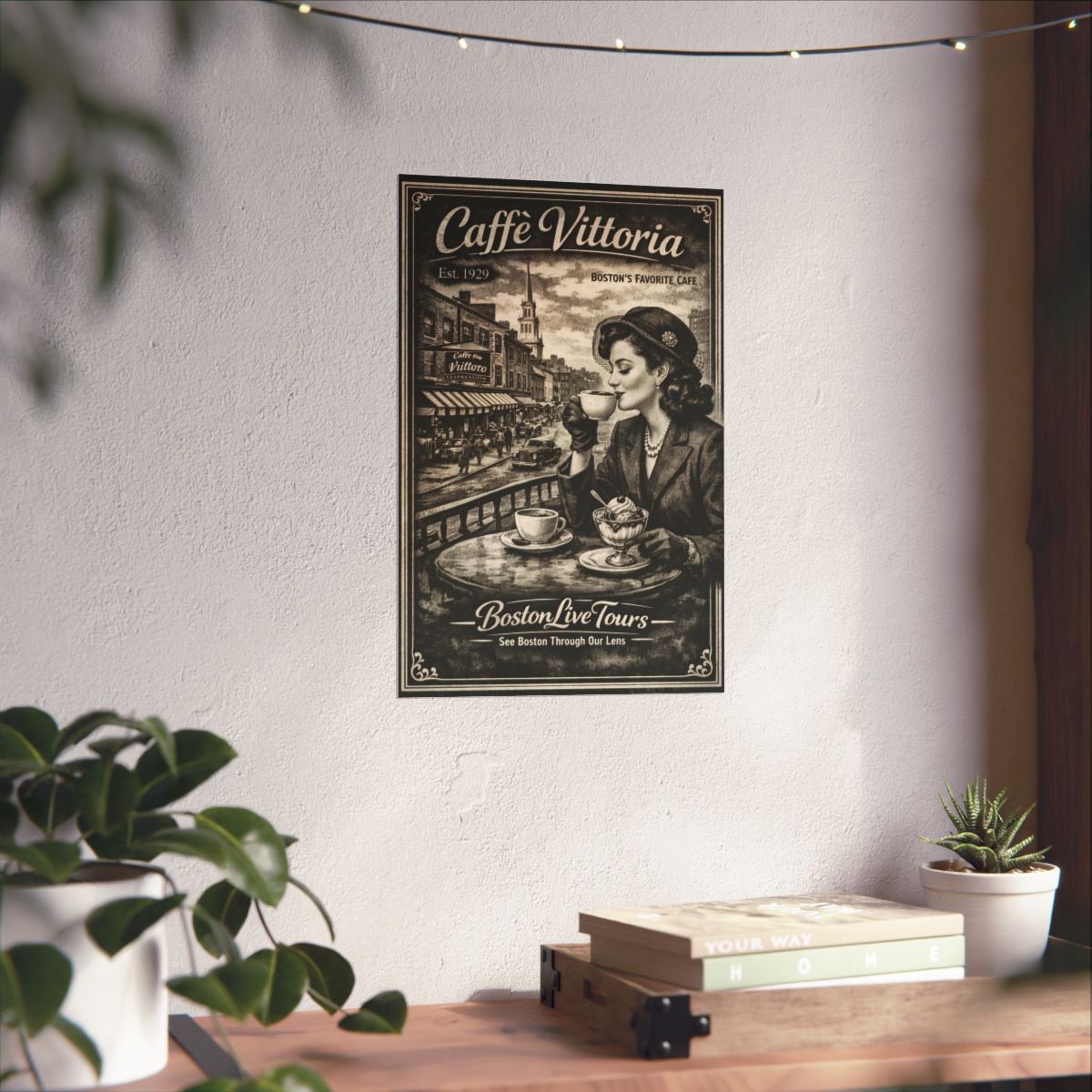 North End, Boston Caffee Vittoria– 12×18 Matte Poster – Historic Wall Art”