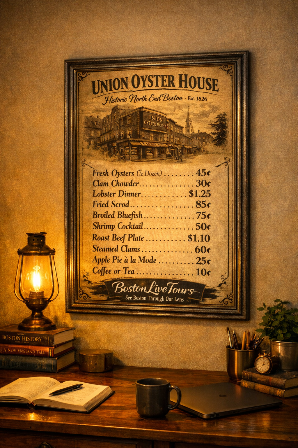 Boston, MA The Union Oyster House– 12×18 Matte Poster – Historic Wall Art”