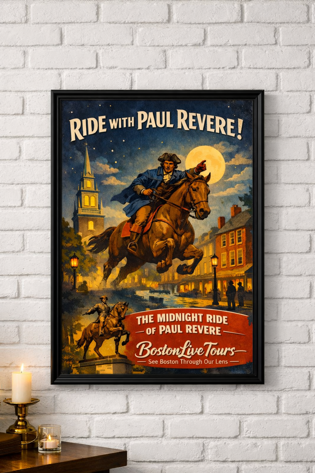 Boston, MA Paul Revere Midnight Ride– 12×18 Matte Poster – Historic Wall Art”