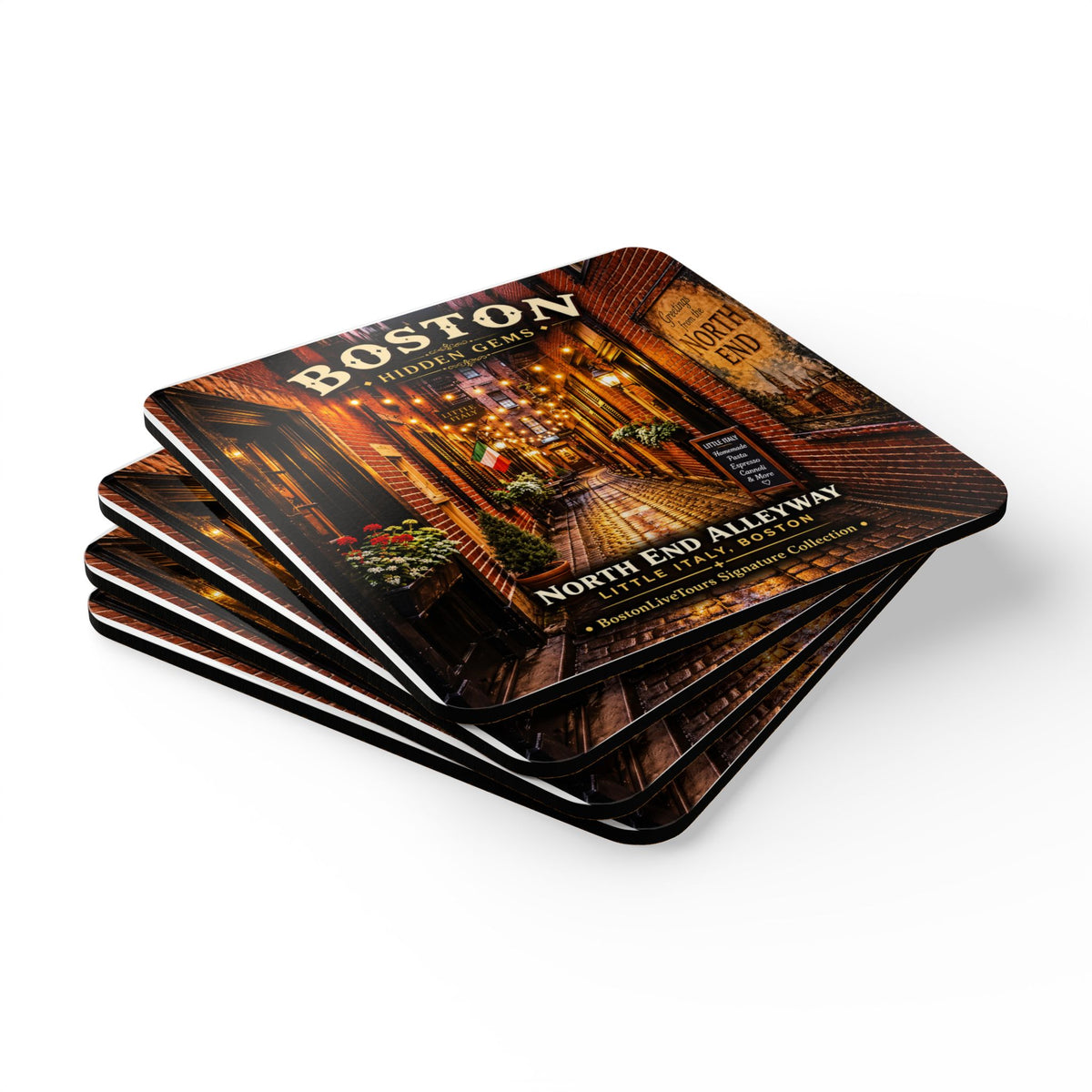 North End Alley Cork-Back Coaster — Vintage  Design