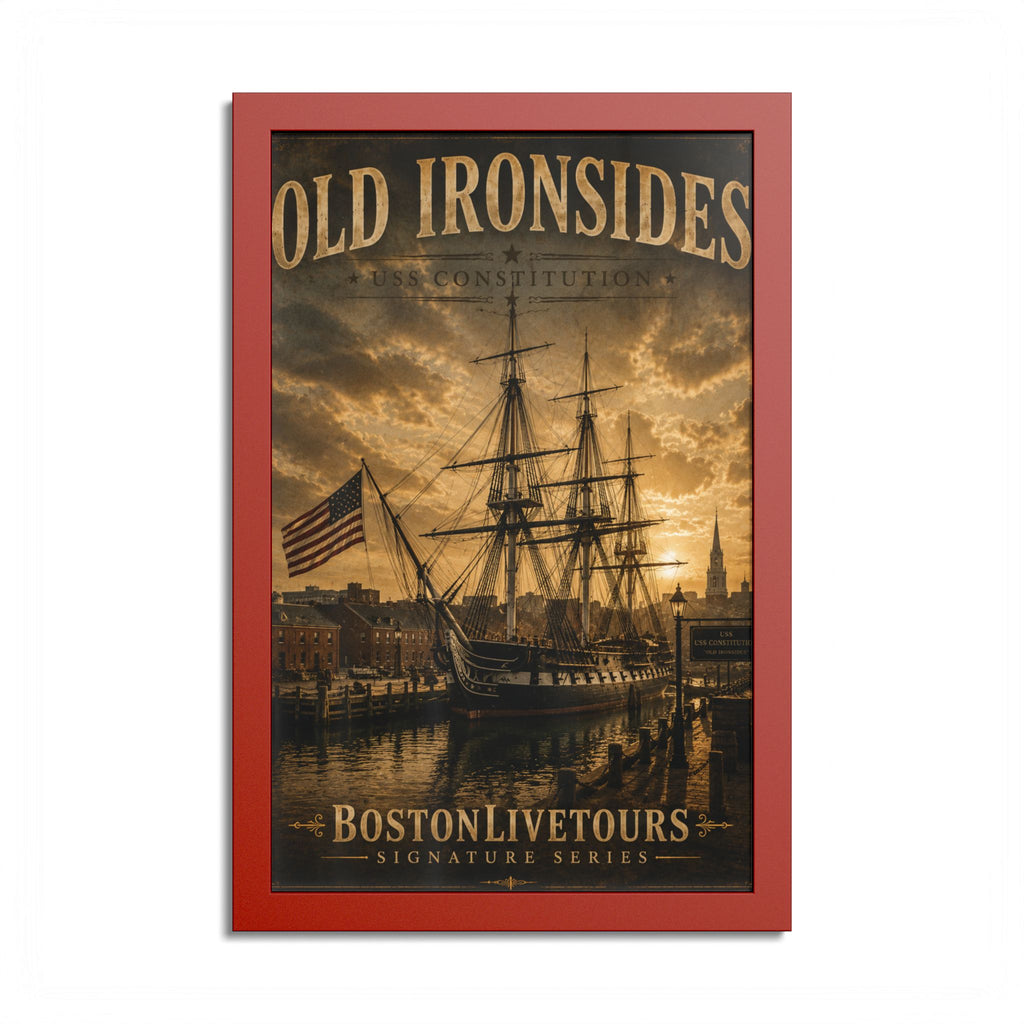 Nautical Vintage Boston Ship Poster — Colored Frame Print