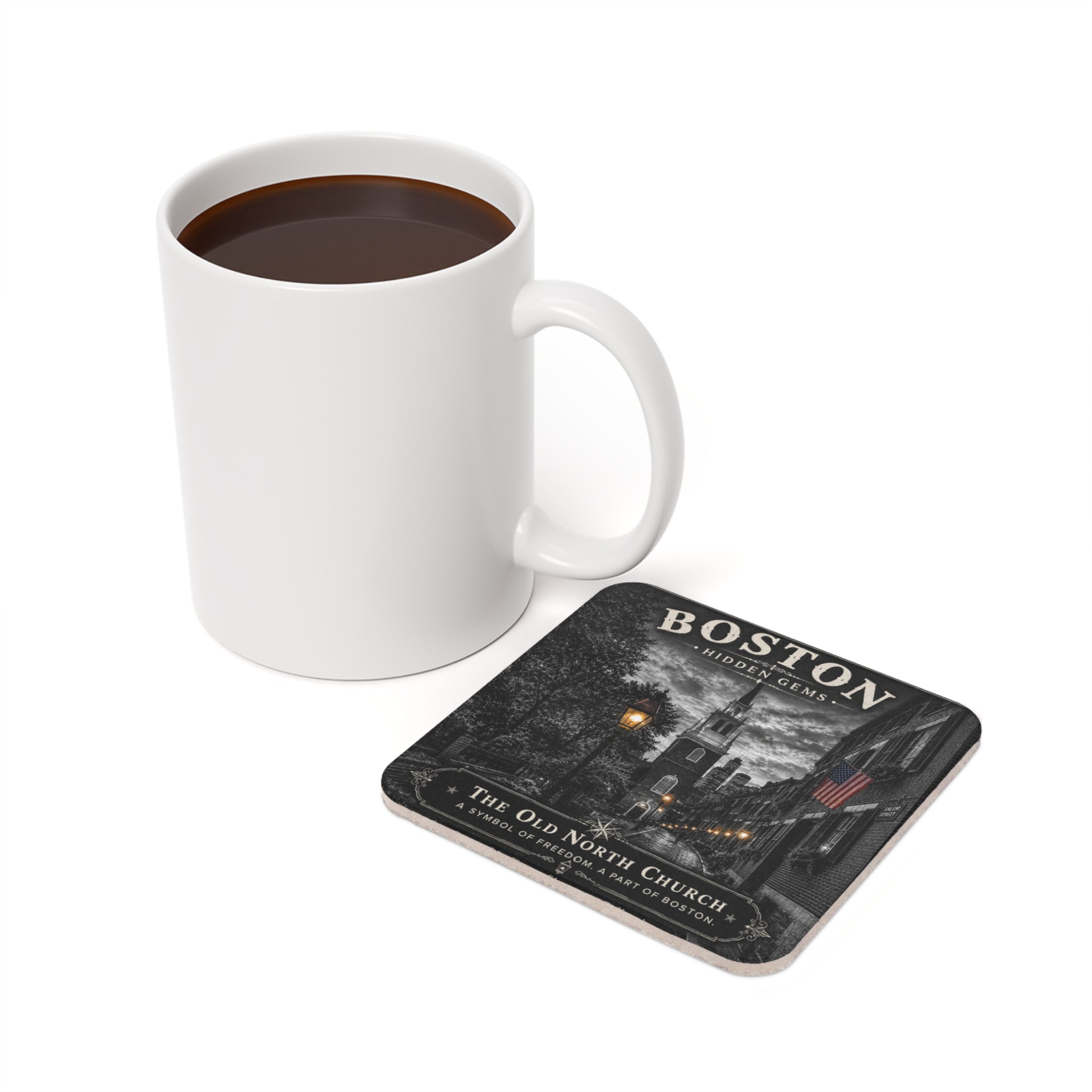 Old North Church Cork-Back Coaster — Vintage  Design