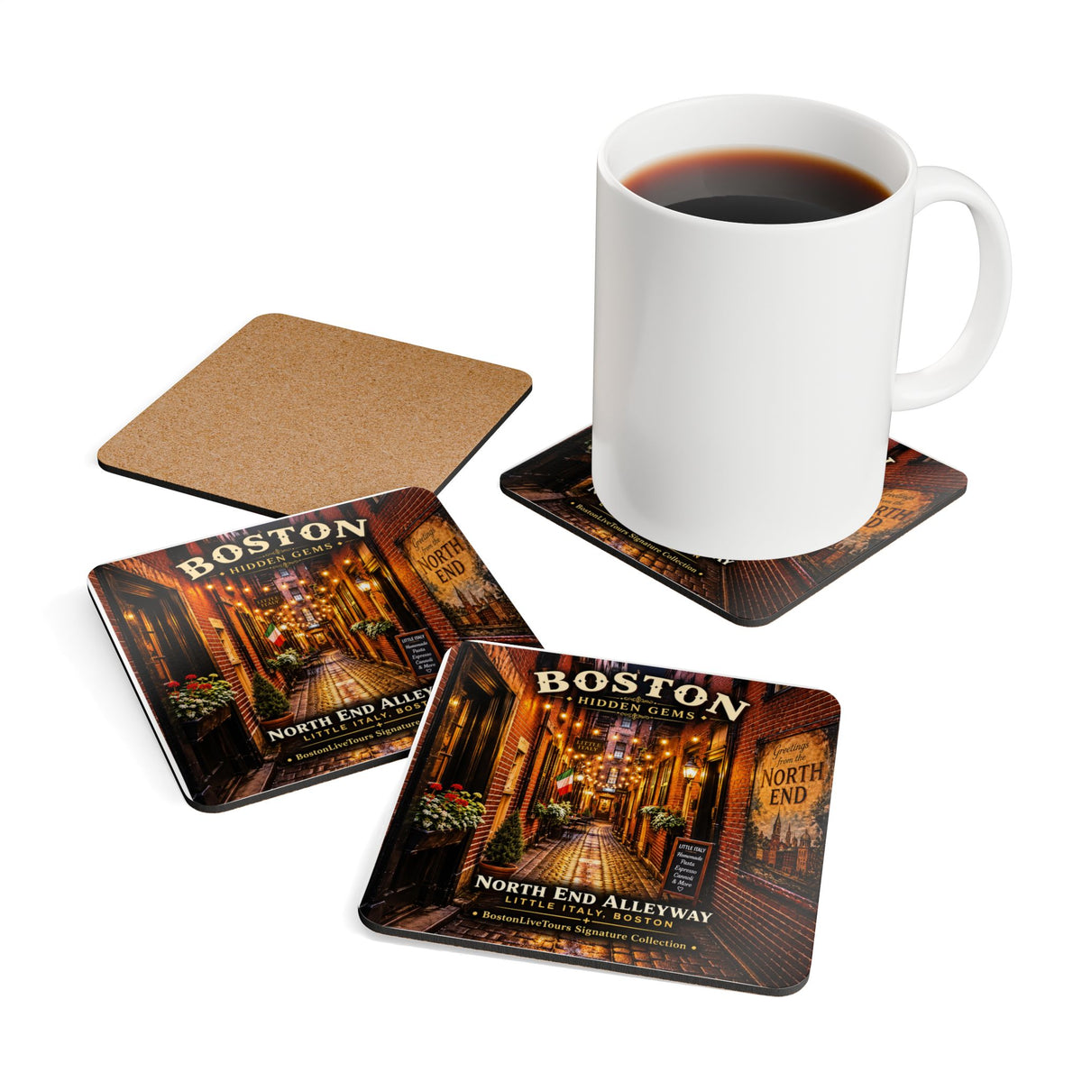 North End Alley Cork-Back Coaster — Vintage  Design