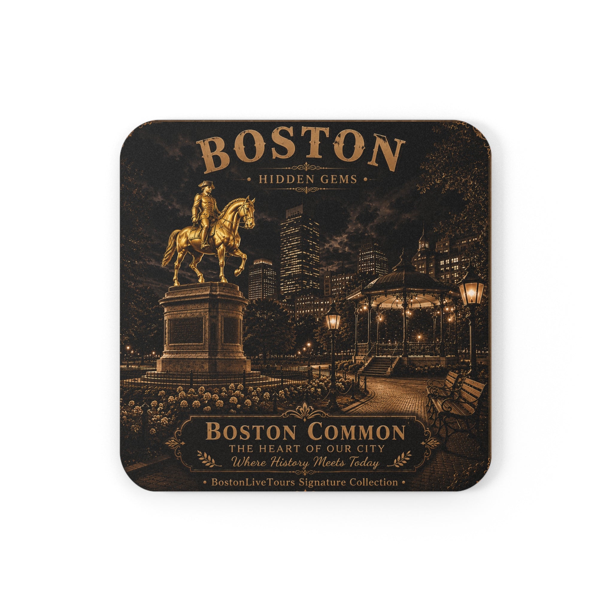 Boston Common Cork-Back Coaster — Vintage  Design