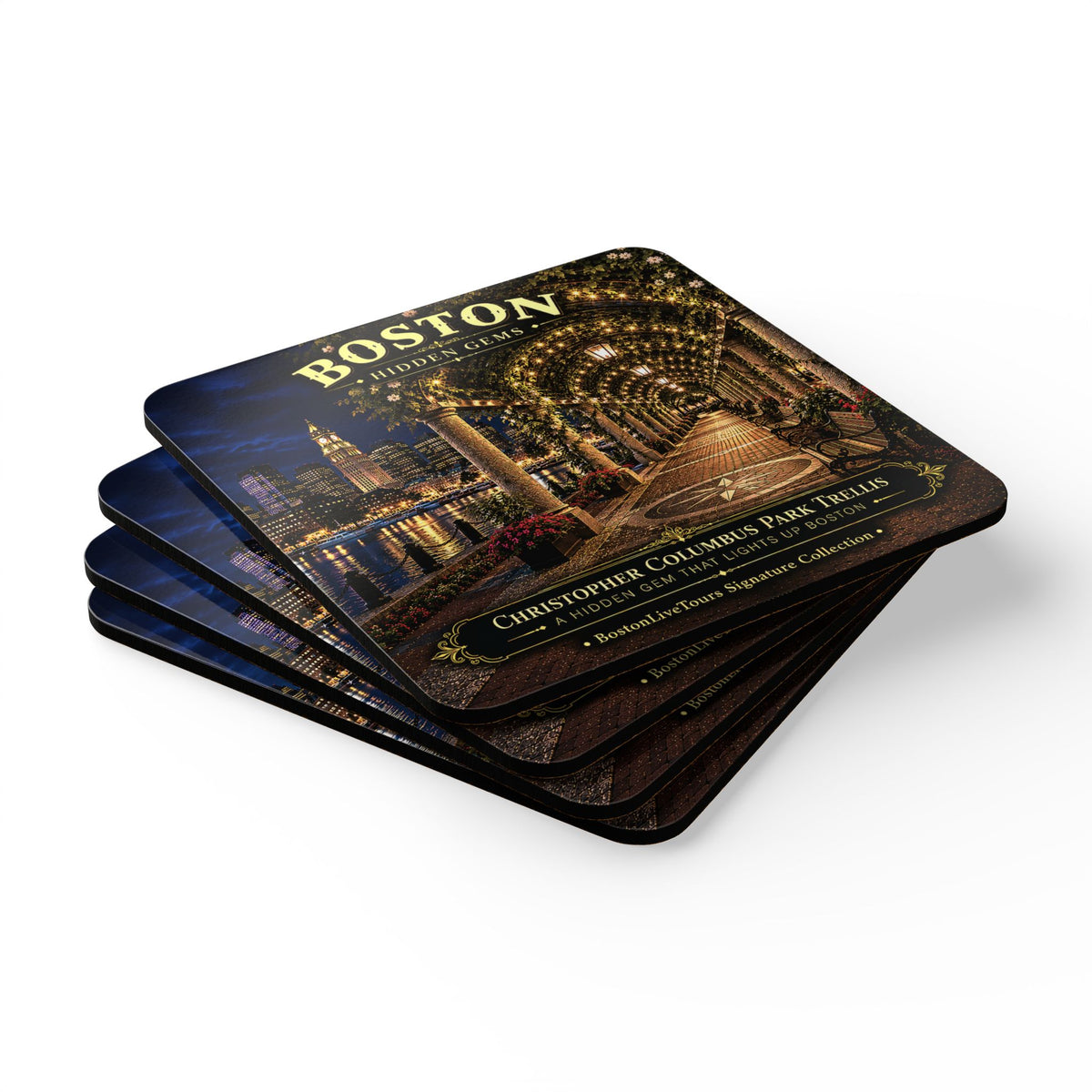 Christopher Columbus Park- Cork-Back Coaster — Vintage Drink Coaster