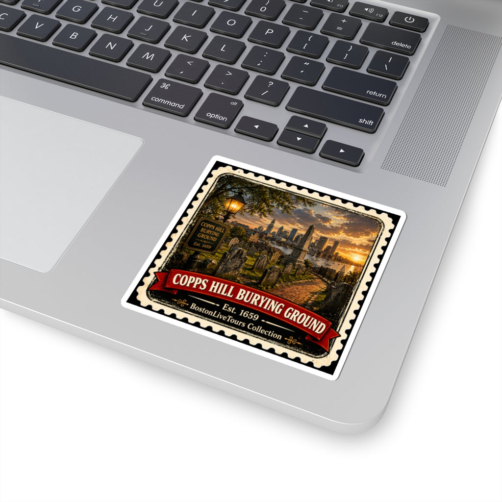 Copps Hill Burying Ground — Vintage Boston Landmark Kiss-Cut Sticker