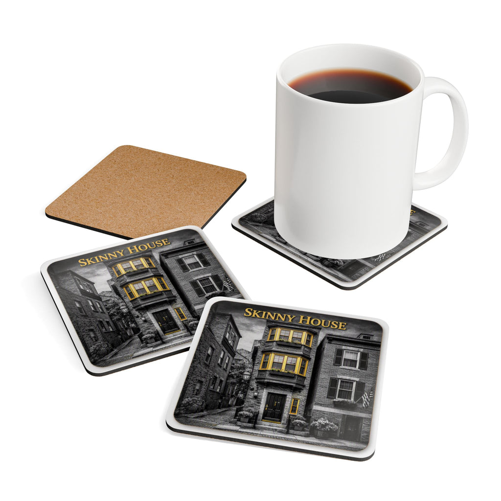 Skinny House Cork-Back Coaster — Vintage Drink Coaster