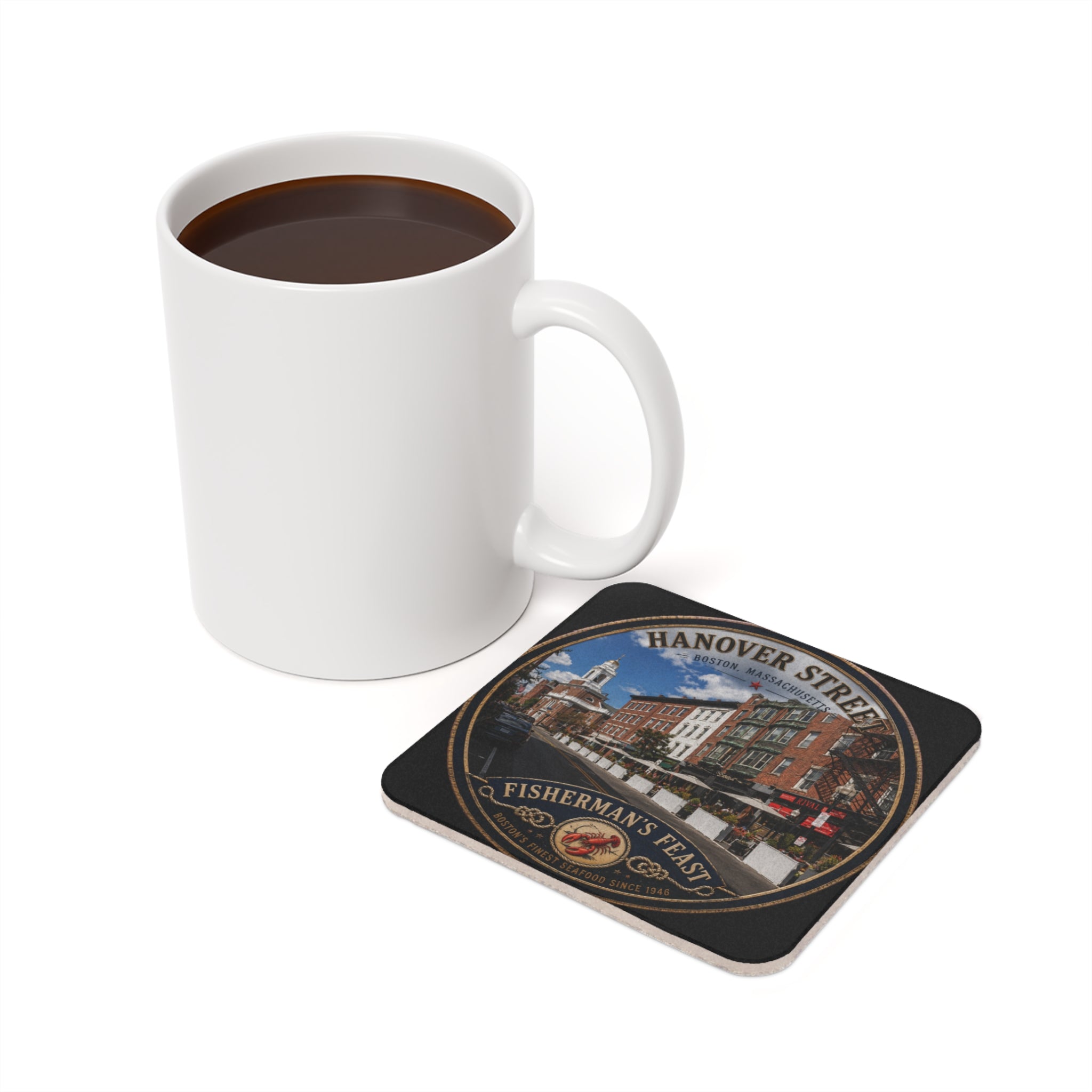 Hanover St Fisherman's feast Cork-Back Coaster — Vintage  Design