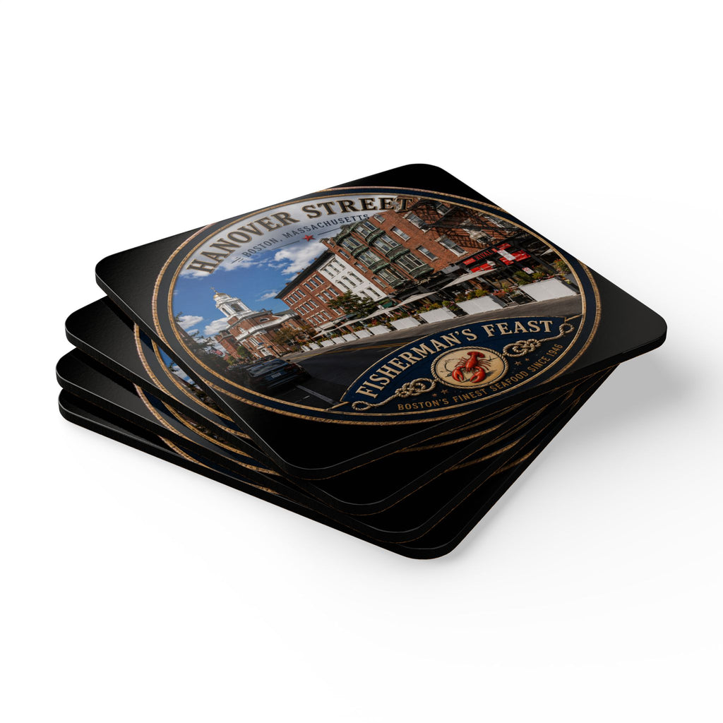 Hanover St Fisherman's feast Cork-Back Coaster — Vintage  Design