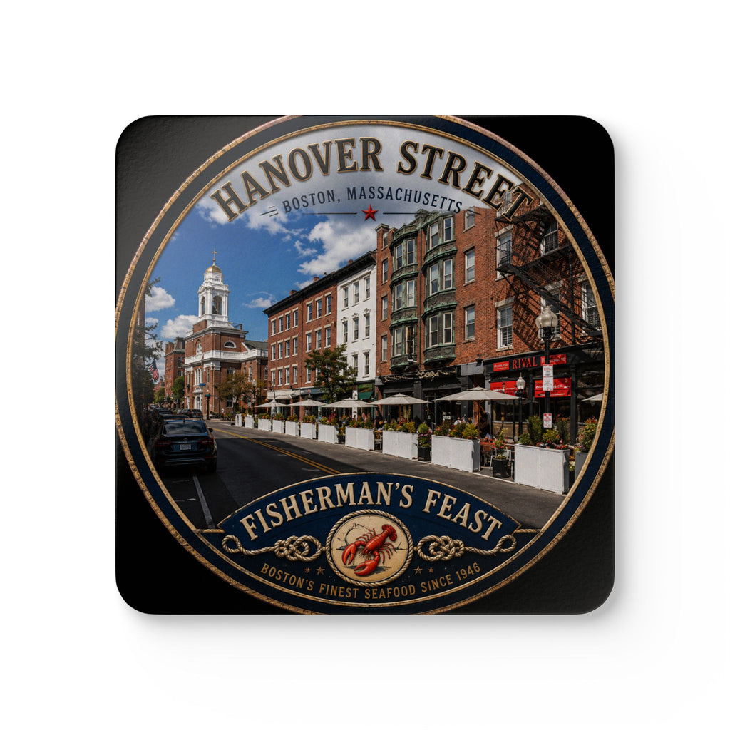 Hanover St Fisherman's feast Cork-Back Coaster — Vintage  Design