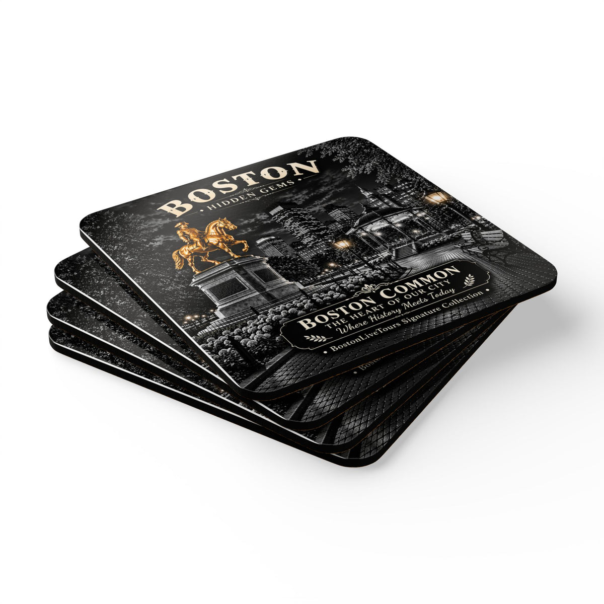 Boston Common Cork-Back Coaster — Vintage  Design