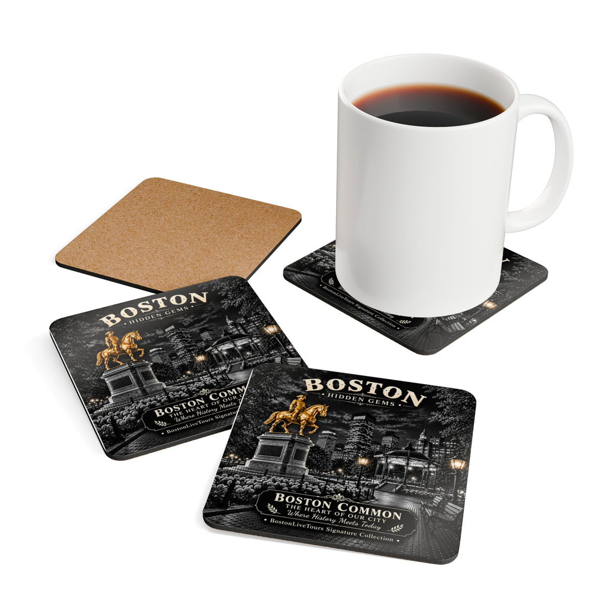 Boston Common Cork-Back Coaster — Vintage  Design
