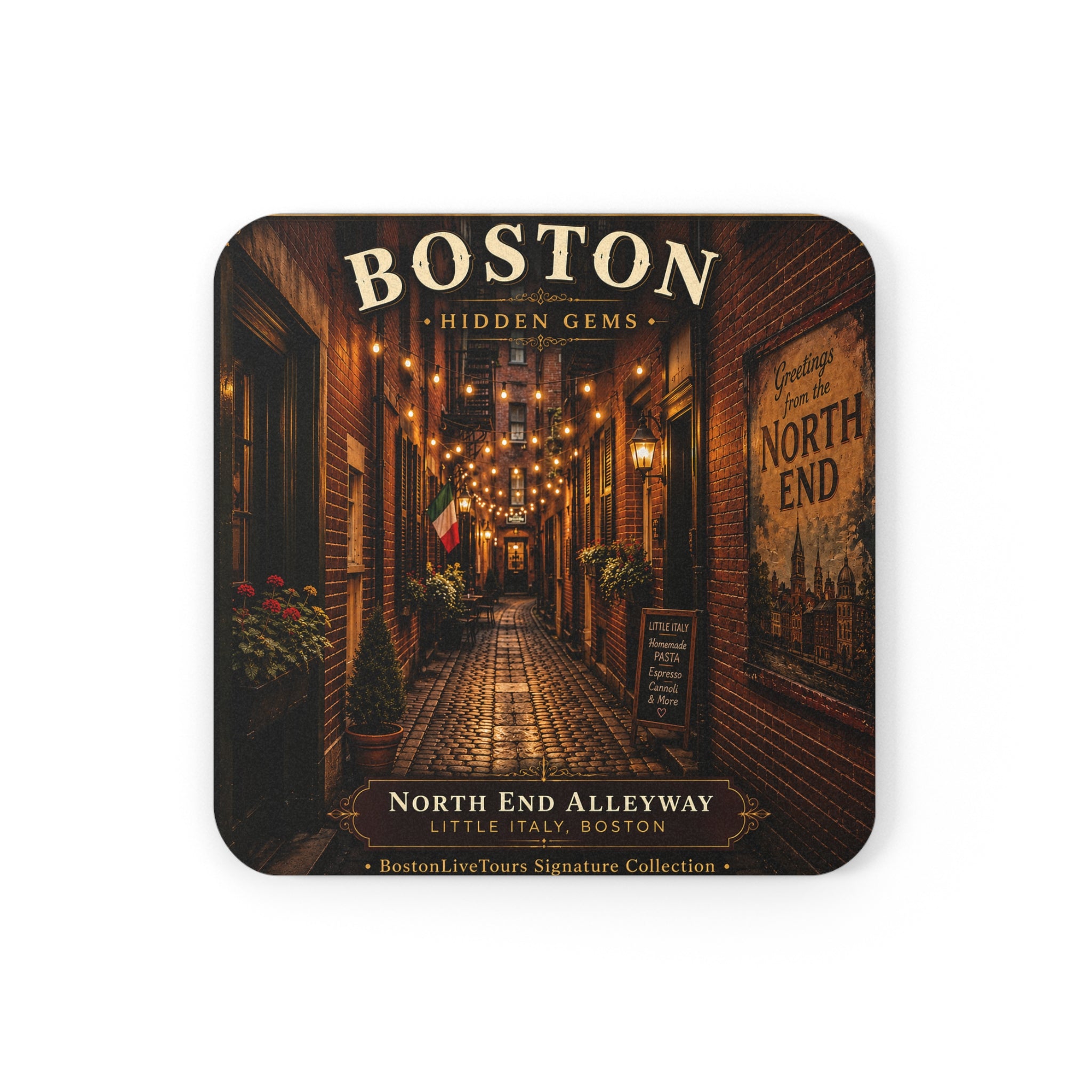 North End Alley Cork-Back Coaster — Vintage  Design