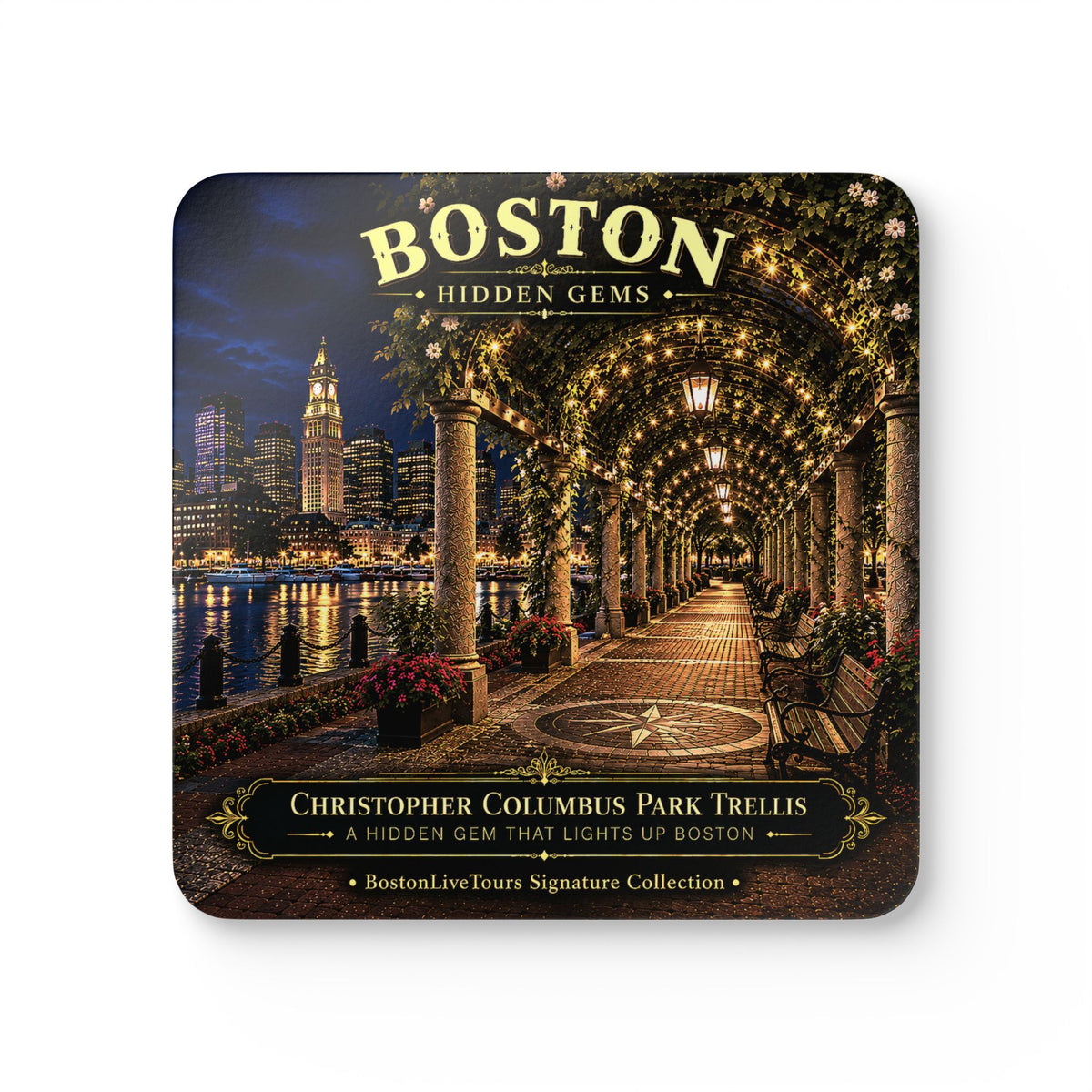 Christopher Columbus Park- Cork-Back Coaster — Vintage Drink Coaster
