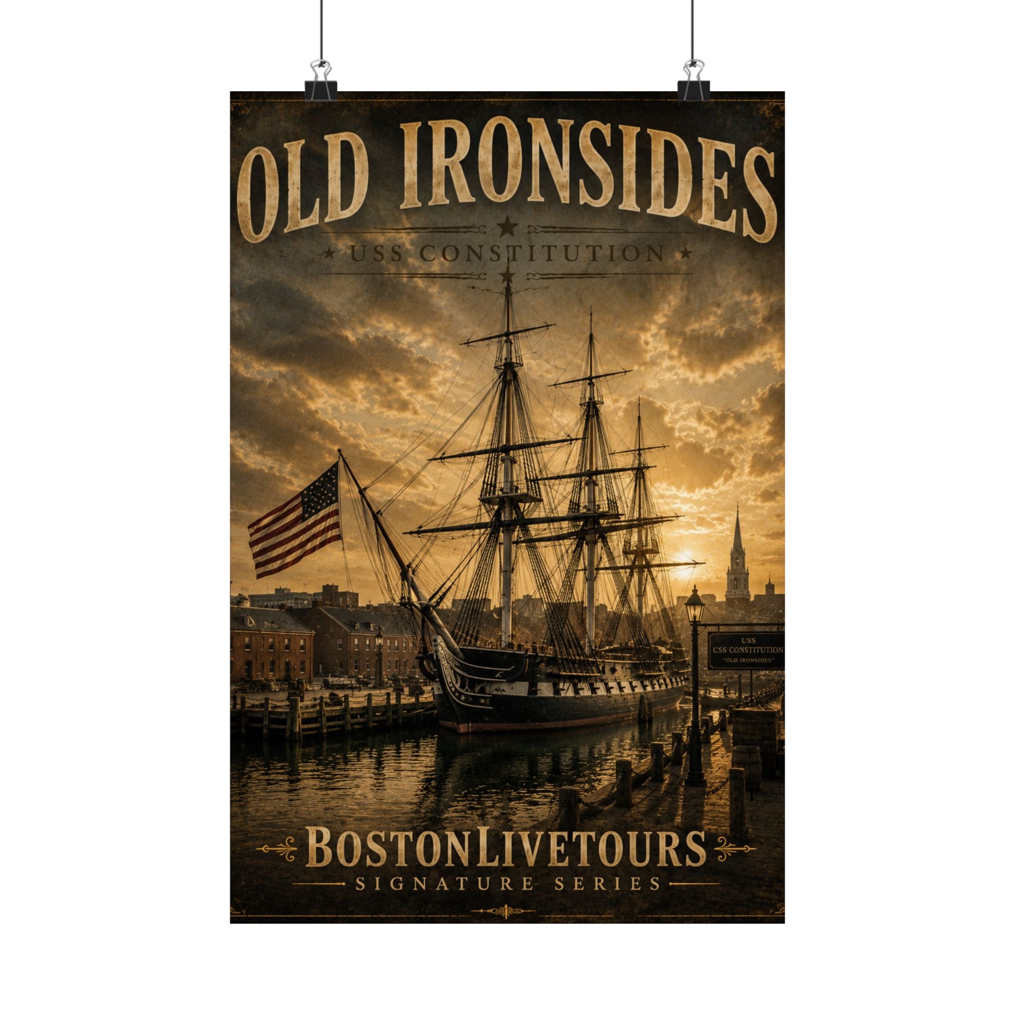 Boston, MA USS Constitution “Old Ironsides” – 12×18 Matte Poster – Historic Wall Art